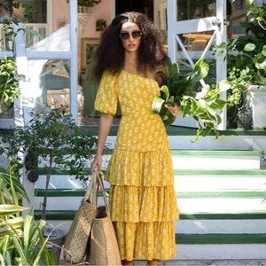 Veronica Beard Virginia Floral One-Shoulder Dress